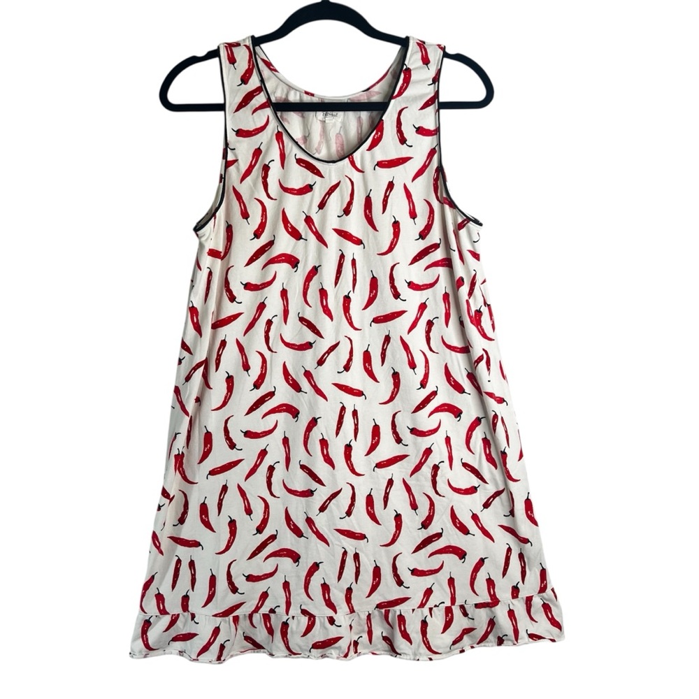 Bedhead Cayenne Chili Peppers Ruffle Chemise Nightgown Pajamas Sz M Sexy Novelty